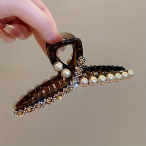 TEMU 1pc 우아한 갈색 큰 헤어 클로 클립, 두꺼운 긴 머리용, 여성용 스타일리시 액세서리, 비즈니스 및 캐주얼 의상용, 완벽한 선물 아이디어, 캐주얼 웨어 헤어 클래스 | 우아한 디자인 | 내구성 있는 플라스틱 클립