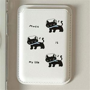 TEMU 귀여운 오렌지 고양이 만화 자석 지갑, 자석 무선 충전 케이스와 호환되는 Iphone 16, 15, 14, 13 Pro Max용으로 설계되었습니다. 폰 액세서리용 카드 포켓을 특징으로 합니다.