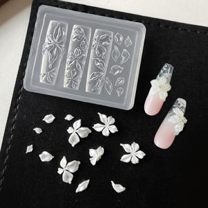 TEMU 1개 3D 실리콘 네일 아트 몰드 - Y2K 플로랄 디자인, 5-7 꽃잎 패턴, 무취 DIY 네일 스텐실 여성용, 재사용 가능한 손 & 발 장식 도구, 매니큐어 액세서리, 복잡한 패턴 제작