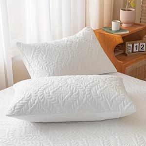 TEMU 2pcs 우아한 잎무늬 인장 베개커버, 통기성 및 편안함, 기계 세탁 가능, 폴리에스터, 액티브 프린팅, 초음파 인장, 90gsm - 삽입 없음, 편안한 수면 | 장식 베개커버 | 초음파 인장 패턴