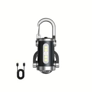 TEMU 키체인 비상 조명 USB 충전 500 루멘 | 미니 레드 및 블루 듀얼 플래시 손전등 야간 러닝 야외 보안 전원 차단 백업 | 휴대용 COB 전술 조명 3 속도 조절 가정 차량