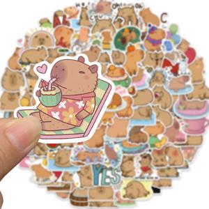 TEMU 100개 빛나는 카피바라 스티커 - 재사용 가능, 방수 비닐 데칼 - 물병, 노트북, 스케이트보드에 사용 - 색다른 만화 디자인 - 교실, 창문, 침실 장식에 적합 - 이상적인 생일 선물, 스티커 선물