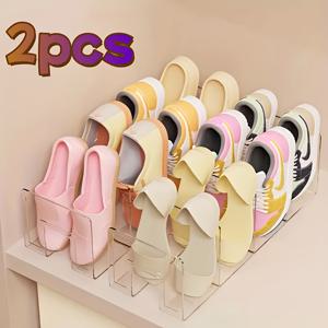 TEMU 2개 아크릴 투명 어린이 신발 정리대, 베이비 슈즈용 4칸 구획 신발장, 소형 신발 보관 선반으로 지저분한 신발장을 정리하세요|신발정리대