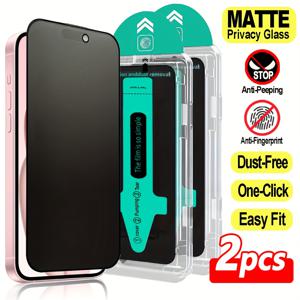 TEMU 2pcs 매트 프라이버시 글래스 스크린 보호자 - 먼지 방지, 안티 핑거프린트, 안티 피킹, 아이폰 16 프로 맥스, 16 프로, 16 플러스, 16, 16E, 15, 14, 13, 12, 11, XS 맥스, XR 플러스 시리즈, 템퍼드 글라스, 안티 스파이 기능, 아이폰 액세서리용 매트 피니시 | 템퍼드 글라스 보호자, 아이폰 스크린 보호자용