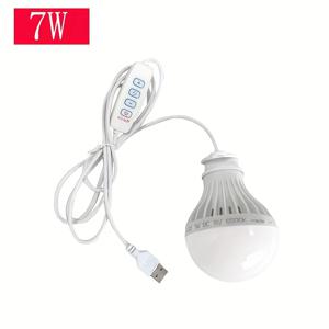 TEMU USB 전원 DC5V LED 캠핑 라이트 전구 - 5W/7W 이중 밝기 조절, 3색상 디밍(따뜻한/화이트/자연광), 야외용 휴대 가능한 걸이형 디자인, 가정 및 비상 사용, 다목적 조명, 세련된 모던 램프, 견고한 구조