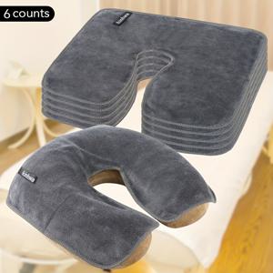 TEMU 킨화 6pcs 마이크로파이버 헤드 패드 타월, 뚜껑형 미용실 매사지 침대 타월, 하트형 U자형 얼굴 패드, 구멍 타월, 부드럽고 털이 없는, 세탁 가능, 내구성 강한 경제적인 비용, 미용실 및 스파에 적합