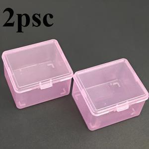 TEMU 2 Vivid Pink Or Blue 내구성 PP 플라스틱 보관 상자 - 투명, 쌓을 수 있는 책상 및 사무용품 정리함 - 사진 카드 및 소품용 책상 서랍 정리함