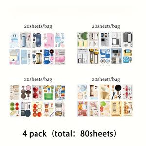 TEMU 4개 재미있는 노트지 시리즈 - 80장의 창의적 글쓰기 & 스크랩북 소재, DIY 저널 장식 스티커, 빈티지 광고 및 레트로 디자인 앨범용, 잡지 및 공예 프로젝트, 스크랩북 액세서리, 텍스처 마감