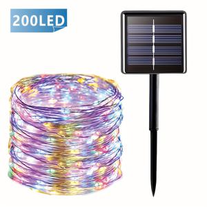 TEMU 태양열로 작동하는 LED 크리스마스 트리 스트링 라이트, 50-200 비즈, 조절 가능, 태양 충전, 니켈 배터리, 야드 웨딩 장식용, 새로운 2025 모델, 야외 조명, 정원 조명