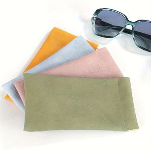 TEMU 4pcs 부드러운 PU 패션 안경 보관 가방, 일상 보관에 적합 - 휴대용 짜임 안경 케이스 간단한 단색 방지 스크래치 안경 보관 가방 패션 안경, 안경, 독서 안경, 근시 안경, 남성 및 여성용 느슨한 안경 보관 가방, 라이트 블루 메이크업 가방 메이크업