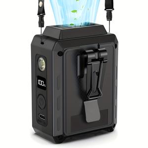 TEMU 2025 개선된 허리 마운트 팬, 5000mAh 장기 사용 16시간 배터리, LED 조명이 있는 360° 조절 가능, 가벼우면서 휴대 가능, 조깅, 하이킹, 사이클링, 작업 및 여행을 위한 다섯 속도 클립 온 팬 - 야외 활동에 이상적, 야외 장비 | 조절 가능한 팬 | 내구성 있는 구조|에어컨선풍기