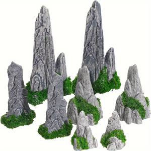 TEMU 미니어처 선 정원 산들 - 분재 풍경 장식용 회색 레진 암석 8개 세트, 페어리 가든 액세서리, 화분 및 테라리움용, 14세 이상, 전기 및 배터리 불필요