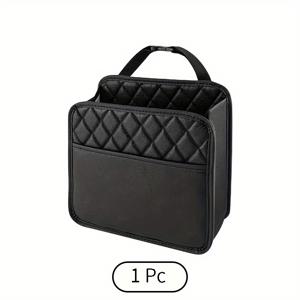 TEMU 1pc 인조 가죽 자동차 시트 뒤쪽 수납 가방 - 넓은, 내구성, 쉽게 청소할 수 있는 걸이형 정리함 - 물병, 간식, 폰을 위한 완벽한 모든 자동차 모델, 자동차 정리 | 퀼팅 텍스처 | 내구성 있는 재료, 자동차 수납 정리함