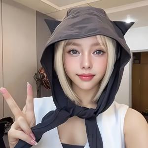 TEMU 캔디 컬러 리틀 데빌 밴드리지 선햇 - 가벼운 빠른 건조, 고양이 귀 디자인의 귀 커버, 여성용 귀여운 얼굴 강조 멀티펑셔널 헤어밴드 모자, 휴일 파티 및 이벤트에 완벽한, 명절 액세서리, 투명 메쉬 시야|머리띠