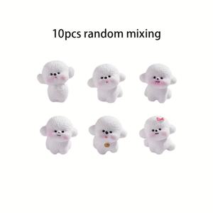 TEMU 10개 플러피 화이트 개 샤기 털 수지 장식적인 인형 - DIY 미니 데스크탑 장식품, 창의적인 랜드스케이프 장식, 봄, 여름, 가을, 겨울 휴일 장식품에 적합, 다양한 방 타입, 축제 홈 액센트 | 재미있는 개 디자인 | 내구성 있는 미니어처, 개 장식