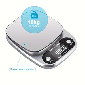 TEMU 1g 정밀, 10kg 대용량 전자 주방 저울 | 원터치 리셋, 단위 전환, LCD 디스플레이, 자동 꺼짐 기능, 배터리 구동 (AAA 포함 안됨)