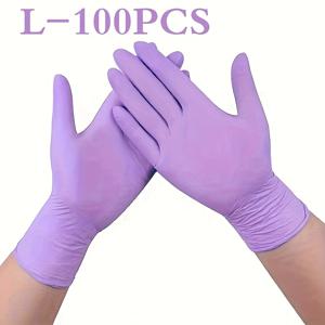 TEMU 100개 보라색과 분홍색 일회용 니트릴 장갑, 방수 기능, 라텍스 프리, 가정 청소, 설거지, 애완동물 목욕 등에 적합한 양손용