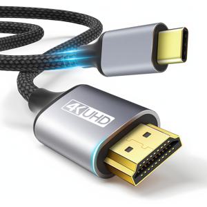 TEMU USB C to HDTV 케이블 6ft | MacBook Pro/Air, Galaxy S8에서 S23까지, iPhone 15/16, iPad Pro, iMac용 4K 고속 USB 3.1 Type-C to HDTV 코드 [Thunderbolt 3/4 호환]