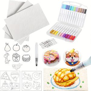 TEMU 1세트 폼 텍스처 페인팅 키트, 3D 드로잉 매직 캔버스 스펀지, DIY 버블 드로잉 아트 용품, 퍼피 팝콘 드로잉 텍스처 페인팅 세트