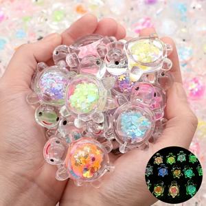TEMU 12/24개 야광 레진 거북이 장식 - 컬러풀 글리터가 있는 3D 바다거북 피규어, DIY 공예 재료로 만든 오션 파티, 크리스마스, 이스터, 홈 & 가든 데코 (전기 필요 없음), 휴일 공예품, 유쾌한 디자인, 내구성 있는 장식, 정교한 디테일