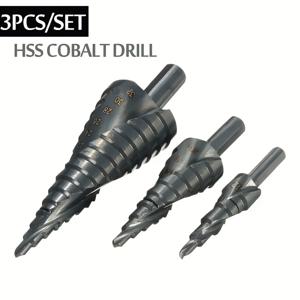 TEMU 3pcs 코발트 고속강 스텝 드릴 비트 세트, 4-12mm 4-20mm 4-32mm 니트라이드 코팅 삼각 샹크 - 정밀 드릴링 도구