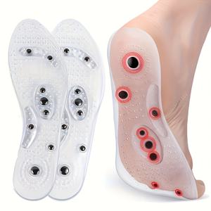 TEMU 자석 발 마사지 깔창, 실리콘 소재, 통기성 및 무취, 발 부담 완화, 남녀공용