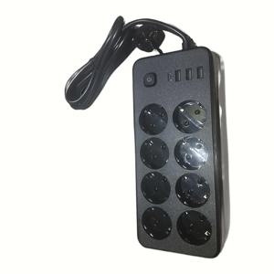 TEMU 8개의 콘센트가 있는 전원 스트립, 3개의 USB 포트 및 Type-C , 180cm 연장 케이블, 과전류 및 과부하 보호, 메인 컨트롤 버튼, 블랙 유럽 플러그 디자인, 가정, 사무실, 공부, 사무실 충전 , 현대적인 전기 액세서리, 내구성 있는 전기 콘센트