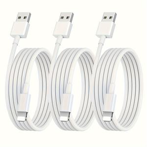 TEMU 아이폰 USB 충전기 케이블, 5Packs 3Packs 1Pack 6.6ft, 8핀에서 USB 케이블 풋으로, 아이폰 13 Pro Max/12 Mini/11/XR/Xs/X/8/7/6/아이패드 프로/에어/미니용 고속 충전 케이블