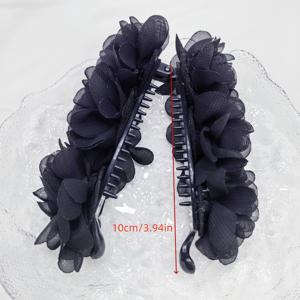 TEMU 싱글 빈티지 레드 플로럴 바나나 헤어 클립 - 여성용 우아한 꽃 디자인의 레트로 플라스틱 포니테일 홀더, 캐주얼 및 공식 이벤트용 안전한 백업 헤어 액세서리, 귀여운 헤어 클립, 공식 헤어피스, 재미있는 디자인, 내구성 있는 헤어피스