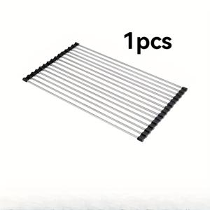 TEMU 1pc/2pcs 현대 주방 필수 접이식 스테인레스 스틸 식기 건조대 - 싱크대 디자인 | 공간 절약 90% | 녹방 방지 쉬운 청소 | 휴대용 다기능 주방 보관대 - 작은 공간 / 아파트 / RV에 적합 | 내구성 있는 주방 정리대|식기건조대