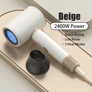 TEMU 유럽 표준 플러그가 있는 전문 헤어 드라이어 - 2400W 고출력, 빠른 건조, 브러시리스 모터, 미끄럼 방지 핸들, 강력한 바람 흐름, 홈 스타일링에 이상적, 내구성 있는 플라스틱 바디의 세련된 블로우 드라이어