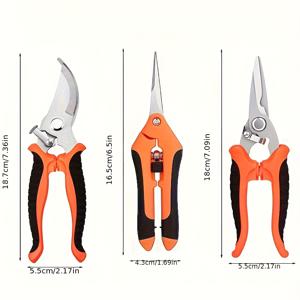 TEMU 3pcs 정원 가위 세트 - 스테인레스 스틸, 전문가용으로 편안한 손잡이가 있는, 노동 절약 고압 스프링, 효율적인 정원 작업을 위한 현대적인 금속 블레이드 트리머