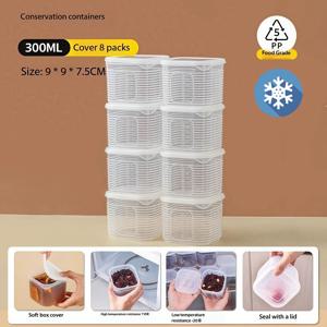 TEMU 8pcs 투명 양적 냉장고 신선 유지 보관 상자, 주방/캠핑/외출에 적합, 쌀, 건식품, 과일, 수프, 고기 준비, 시간 절약 및 걱정 없는 식사 계획, 학생 및 사무직자에게 필수, 강력한 밀봉으로 분출을 방지하는 컴팩트하고 가벼운, 전자레인지 안전 냉장고 액세서리/냉장고 대체 보관 용기|쌀냉장고|캠핑냉장고|트라이탄밀폐용기
