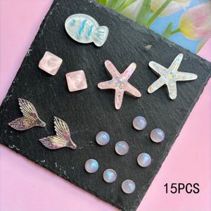 TEMU 15pcs 귀여운 물고기 별장과 분홍색 물고기 꼬리 반원, 재미있는 슬리퍼 장식, 파티 및 휴일 패션 신발 액세서리, 분리 가능한 신발 버클, 세련된 DIY 액세서리, 샌들에 적합, 데이 선물, 선물로 이상적인 선택