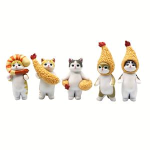 TEMU 5개 PVC 고양이 조각상 세트 - 데스크탑 동물 테마 미니어처 모델, 차량 장식 및 크리스마스, 부활절, 추수감사절, 발렌타인데이, 졸업 선물로 완벽한 선택