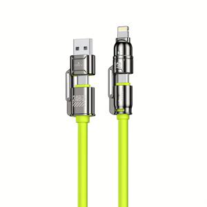 TEMU 240W MAX 4-in-1 초고속 충전 케이블, 2-in-2 충전 코드 USB-A/Type-C/조명 빠른 충전 케이블 for iphone 16/15/14/13/12/11 Pro Max, for Samsung S25/S24/S23, LG, Moto G Oppo Vivo Xiaomi Oneplus Redmi 및 더 많은 장치용|C타입충전기