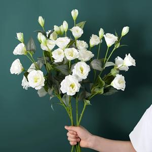 TEMU 20pcs 우아한 인공 흰색 리시안투스 꽃 - 결혼식, 크리스마스, 부활절, 가정 및 야외 장식용 68.58cm 현실적인 줄기 - 고품질 인공 재료, 유지 보수가 필요 없는 꽃 장식, 걸린 인공 꽃, 휴일 장식, 축제 장식, 현실적인 녹색