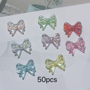 TEMU 50개 아크릴 컬러풀 투명 AB 비취 보우 비즈, DIY 팔찌, 목걸이, 폰 체인 액세서리에 적합합니다.