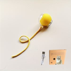 TEMU 자동 전동 고양이 & 강아지 장난감 볼 - 실리콘 소음 감소 층, USB 충전식 기하학적 디자인, 모든 견종용, 실내/야외 놀이 - 완벽한 반려묘 선물, 애완동물 안전 재질, 즐거운 동반자