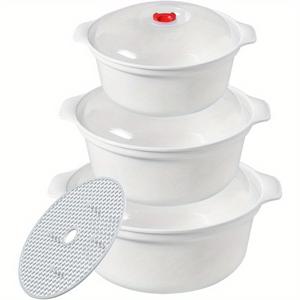 TEMU 1/3개 전자레인지 안전 식품 용기: 다용도 찌개 그릇, 밥그릇, 걸이형 국수 그릇, 고온 내성, 내구성 강함, 세척 쉬움, 휴대 간편, 가정 및 외식업소에 적합
