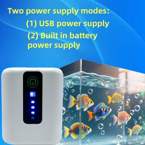TEMU USB 충전식 배터리 잔량 표시 기능, 실외 및 가정용 조용한 산소 펌프 - 수족관 및 어항용 두 가지 작동 모드