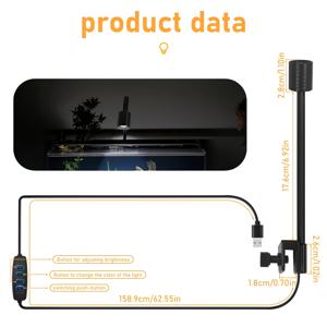 TEMU 9단계 조명 조절 기능이 있는 USB 전원 어쿠스틱 어항 조명, 3가지 색상 옵션, 현대적인 디자인으로 집과 사무실 장식, 어항 장식, 장식 조명, 현대 조명, 고품질 전구, 배터리 없음