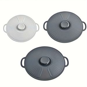 TEMU 3pcs 실리콘 뚜껑 세트, 열 저항 마이크로웨이브 커버, 그릇, 컵, 접시 및 프라이팬에 사용할 수 있는 실리콘 흡입 컵 뚜껑, 분출을 방지하기 위한 이중 손잡이가 있는, 주방용으로 적합한 스토브탑 및 주방 액세서리|전자레인지