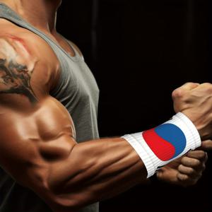 TEMU 1 쌍의 한국 국기 프린트 땀 흡수 암 슬리브 - 체육관, 달리기 및 피트니스용 높은 탄성, 편안한 지원 - 남성용 완벽한 휴일 선물, 운동 액세서리, 세련된 디자인, 내구성 있는 원단, 땀 방지|태극기|팔토시