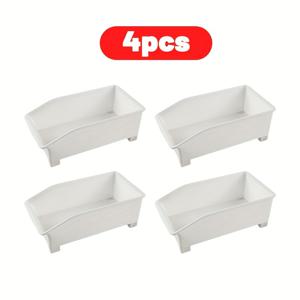TEMU 4pcs Awaoko 스택 가능한 흰색 보관 상자 - 주방, 욕실 및 침실용 다용도 정리함 - 물건을 정리하고 접근 가능하게 유지 - 향신료, 화장품 등에 이상적, 욕실 정리함 및 보관함