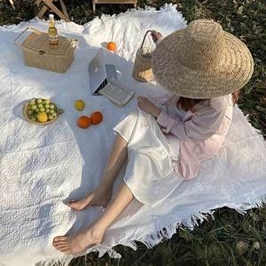 TEMU 아웃도어 피크닉 담요 화이트 체크 홈 침대 커버 소파 타월 캠핑 매트 보온 담요, 찢김 방지 캐주얼 테이블보 쿠션 커버 태피스트리|쇼파|캠핑매트|쇼파커버