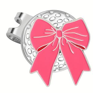 TEMU 핑크 리본 패턴 골프 볼 마커, 자석 모자 클립 포함 - 내구성 있는 금속 디자인, 안전한 화이트 & 핑크 액센트 골프 코스용 편리함 - 골프 애호가에게 완벽한 여성적 터치의 골프 액세서리, 자석 부착식