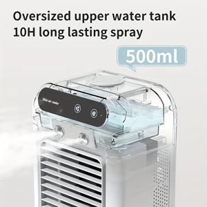 TEMU 1개 휴대용 에어컨 팬 - 듀얼 모터 & 3단계 물기름 냉각 기능, USB 충전식 1800mAh 배터리, 컴팩트 디자인 (사무실/여행/캠핑/RV용) - 추수감사절, 할로윈, 크리스마스 선물 추천|캠핑선풍기