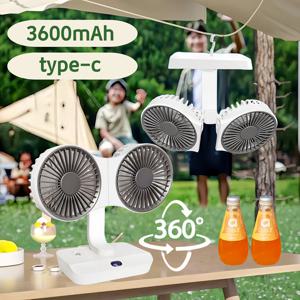 TEMU 데스크탑 듀얼 헤드 팬, 3600mAh 대용량 내장 배터리, USB 충전, Type-C 충전, 이중 헤드 진동 멀티펑션 야외 팬, 변속 자연 캠핑 팬, 360도 전자 헤드 회전, 자동 진동 및 속도 조절 가능, 공기 순환 디자인, 두 개의 팬 헤드, 삼단 속도 제어, 무방향 가림막, 실내/야외 및 차량 사용 가능|차량용선풍기|캠핑선풍기