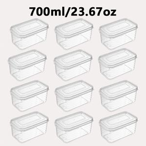 TEMU 12개 주방 냉동고 신선도 용기 700ml/23.67oz, 가정용 냉장고 보관 상자, 식품 밀봉 보관 상자, 벤토 상자, 일회용 포장 상자, 택배 상자, 전자레인지 안전, 냉동 안전, 계량, 밀봉 방수 디자인, 야채, 과일, 고기, 볼, 해산물 보관 상자, 주방 액세서리|냉장고|김치냉장고|냉동고